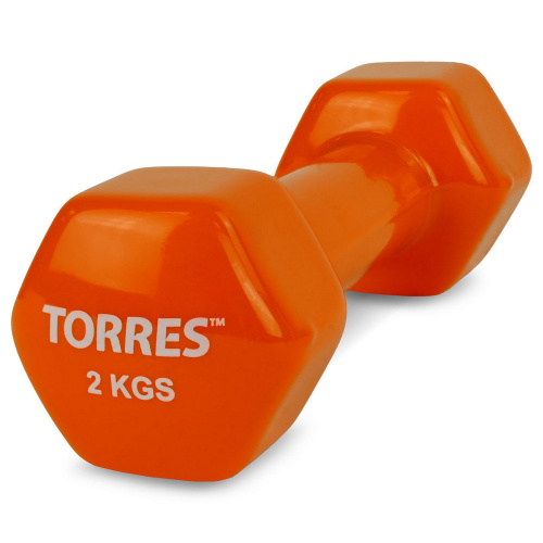 Гантель виниловая TORRES PL522204 2 кг (1 шт) оранжевый