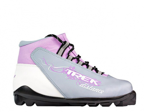 Ботинки лыжные TREK Distance Women SNS ИК (серый металлик, лого сиреневый)